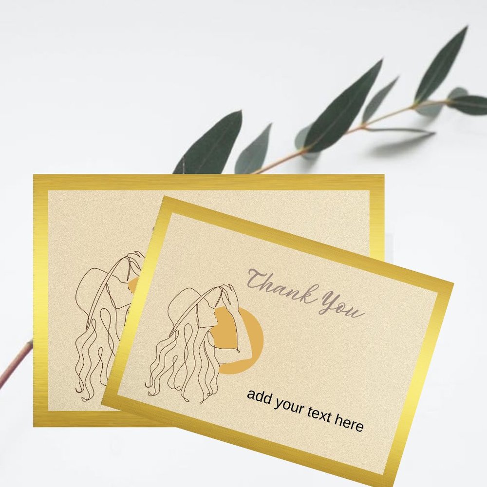 Boho Aesthetic Minimalist Abstract Woman in Hat  Thank You Cards